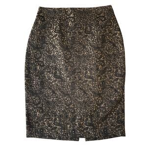 Worthington Women Fancy Skirt 10 Black Paisley Pencil Skirt Knee Length Lined